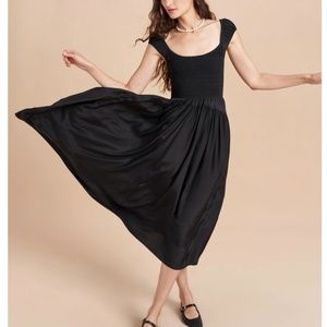 La Ligne Silk Vivian Midi Dress - Black